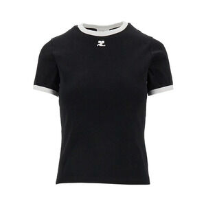 Courreges Cotton T-Shirt With Contrasting Trims